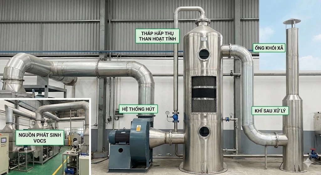 tháp hấp thụ than hoạt tính